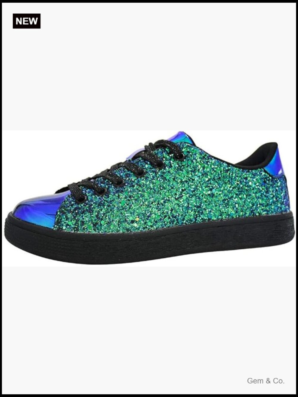 Glitter Sparkly Lace Up Fashion Sneakers for Women Bedazzled Shoes